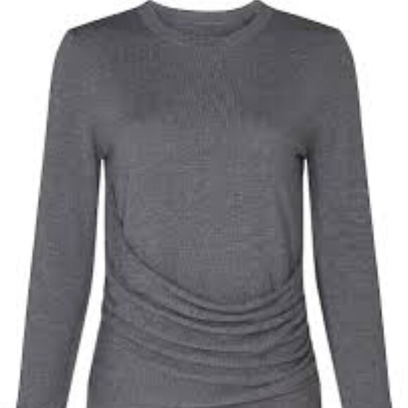 DEREK LAM Drape Front Crew Neck Sweater in Gray Size Medium - Picture 4 of 5